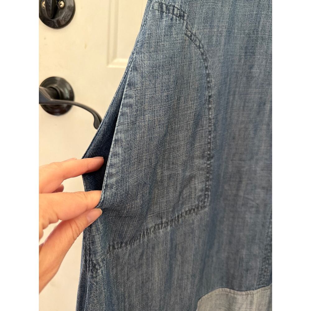 Nanette Lepore Denim Chambray Hi Low Maxi Dress Women's Size 6 Asymmetrical Hem - Picture 6 of 10